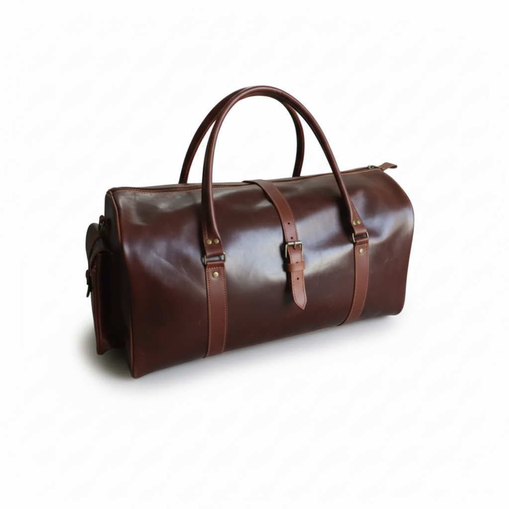 Jacketcart Dark Brown Leather Travel & Weekender Duffel Bag