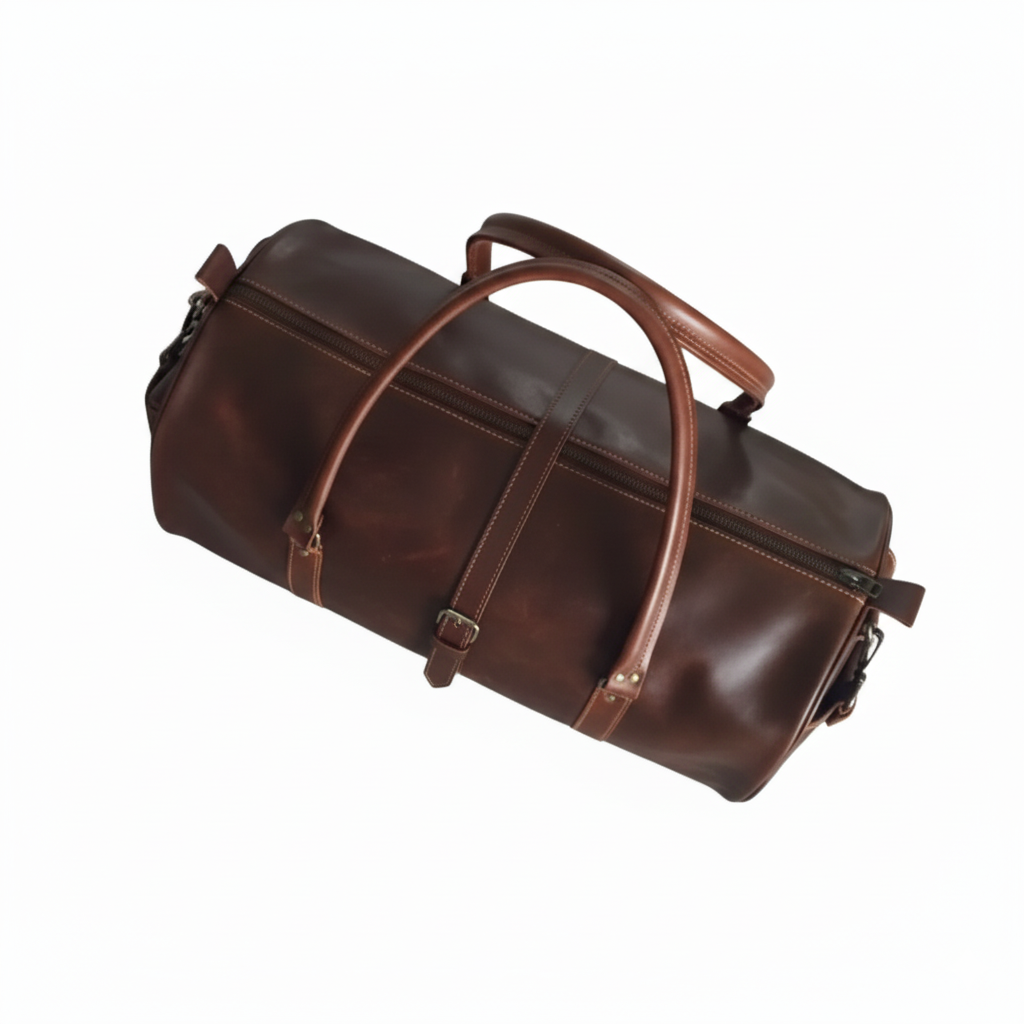 Jacketcart Dark Brown Leather Travel & Weekender Duffel Bag