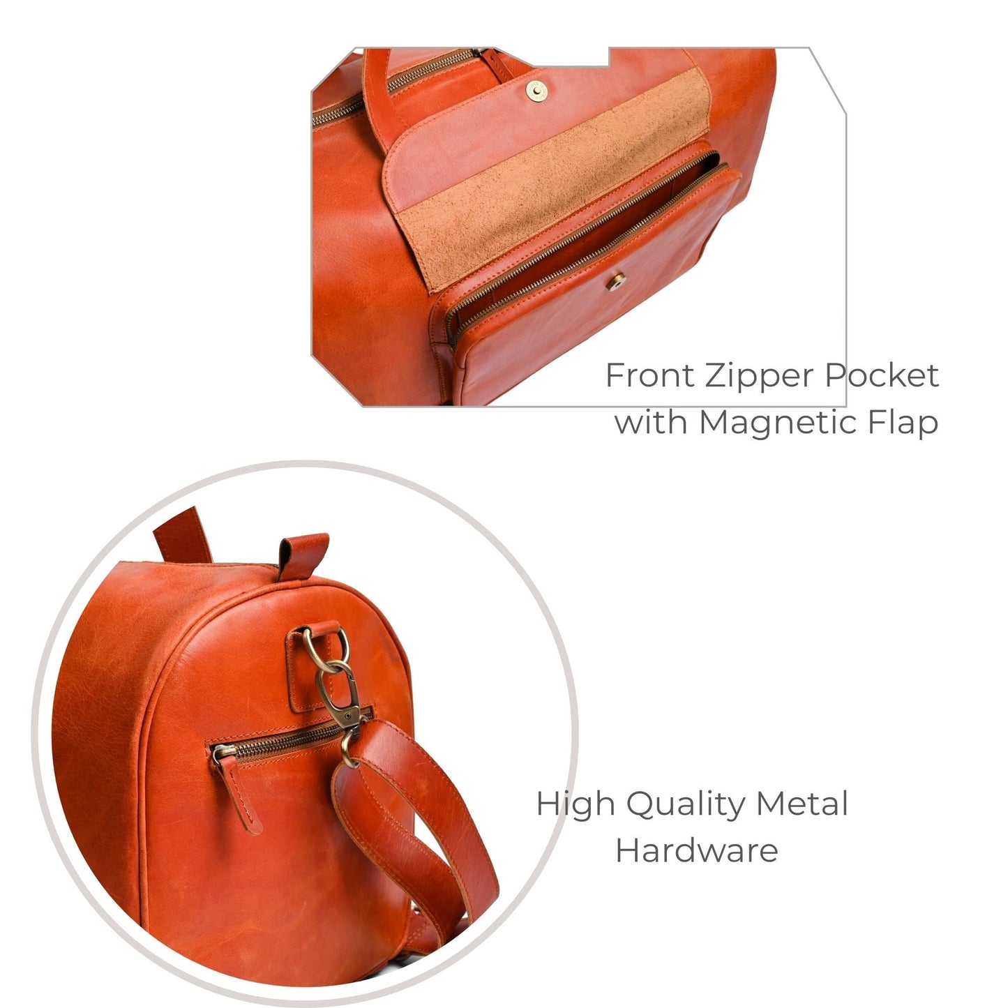 Jacketcart Shangrila Tan Full-Grain Pull-Up Leather Duffel Bag