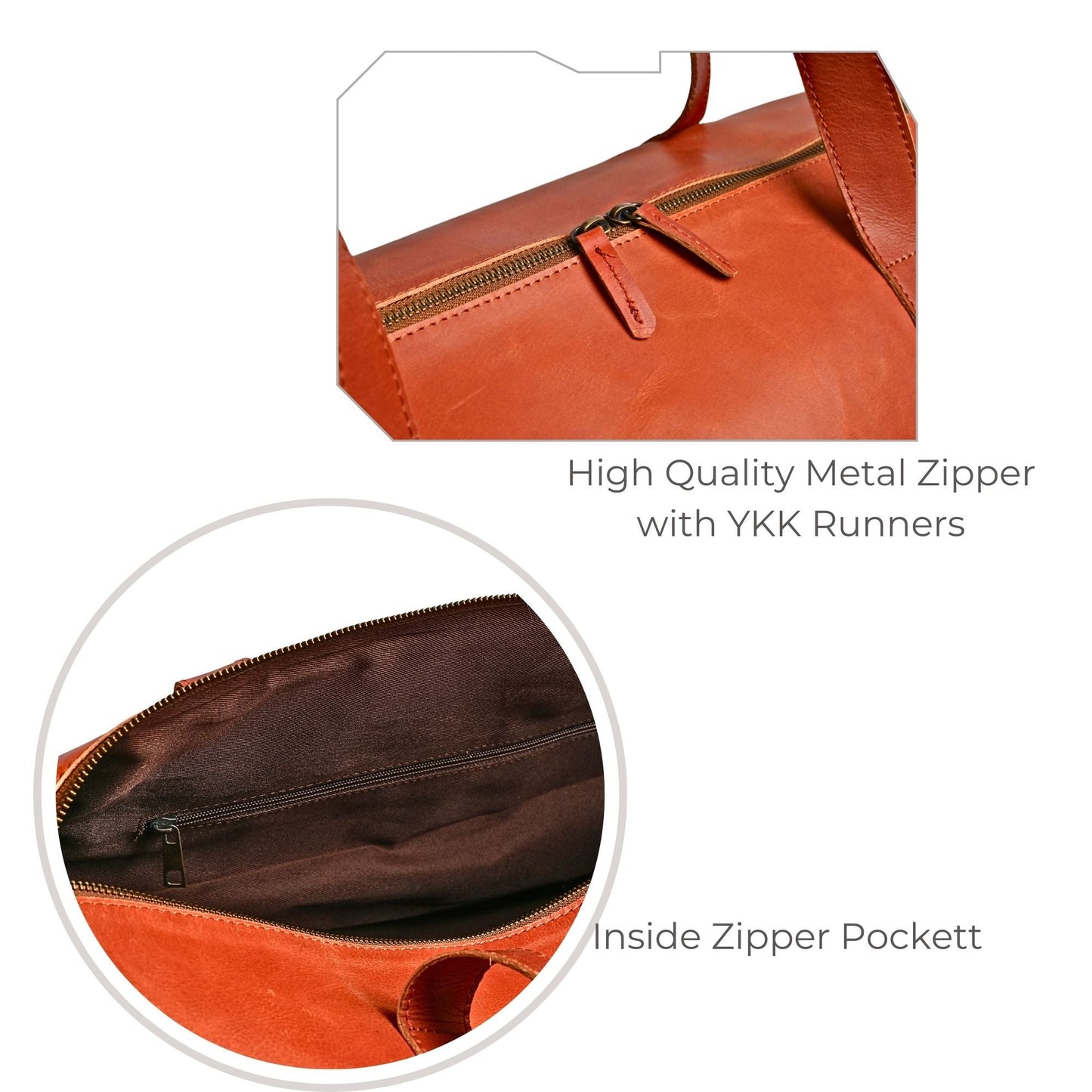 Jacketcart Shangrila Tan Full-Grain Pull-Up Leather Duffel Bag