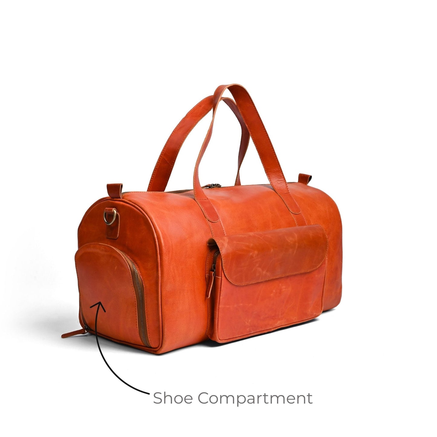 Jacketcart Shangrila Tan Full-Grain Pull-Up Leather Duffel Bag
