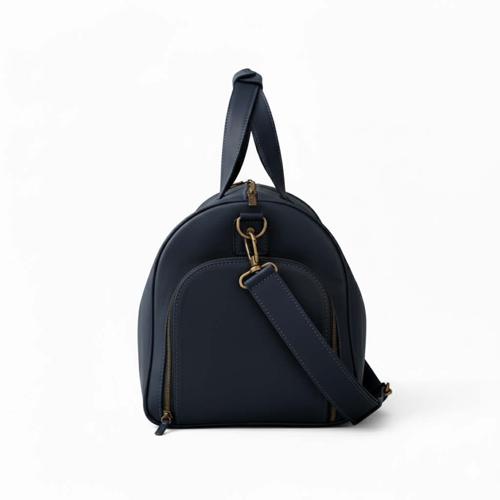 Jacketcart Navy Full-Grain Leather Duffel Bag