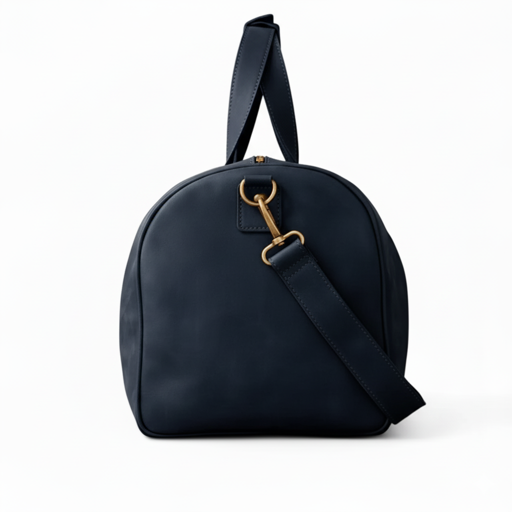 Jacketcart Navy Full-Grain Leather Duffel Bag
