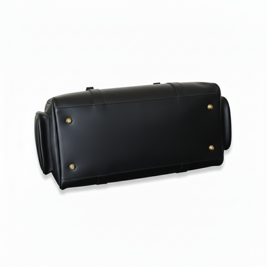 Jacketcart Black Full-Grain Pull-Up Leather Duffel Bag