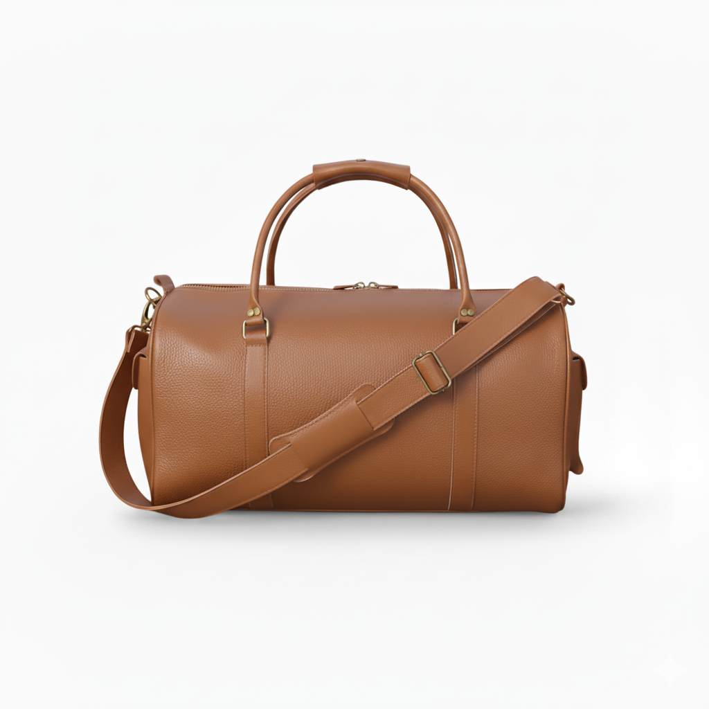 Jacketcart Softy Tan Full-Grain Leather Duffel Bag