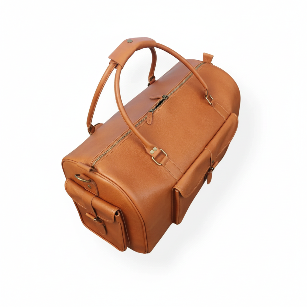 Jacketcart Softy Tan Full-Grain Leather Duffel Bag