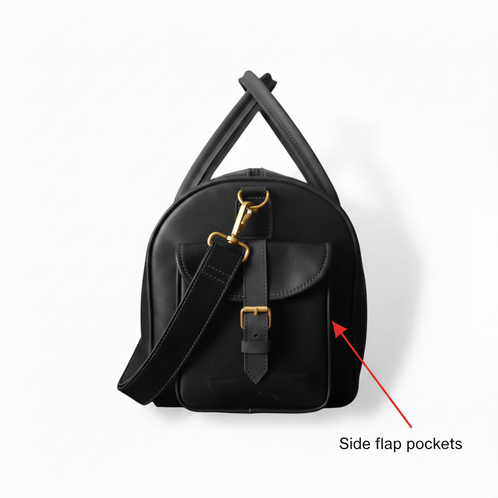 Jacketcart Black Full-Grain Pull-Up Leather Duffel Bag