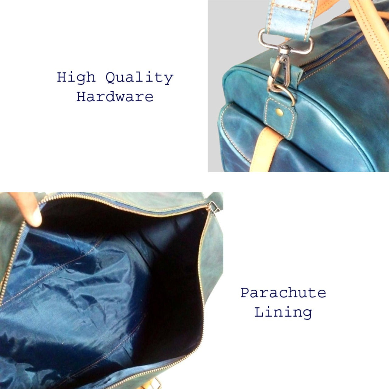Navy Full-Grain Cow Pull-Up Leather Duffel Bag – Travel Weekender | Jacketcart