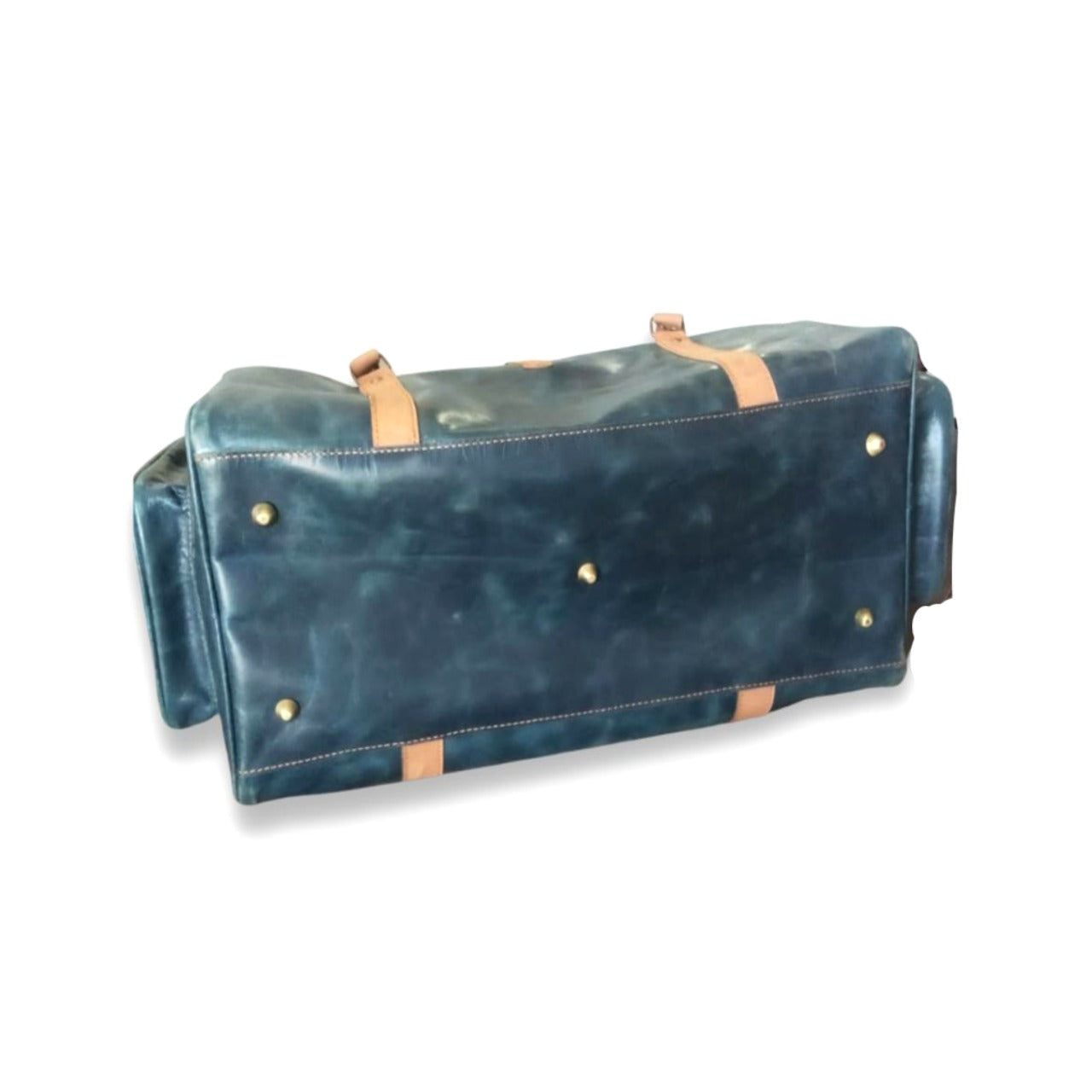 Navy Full-Grain Cow Pull-Up Leather Duffel Bag – Travel Weekender | Jacketcart