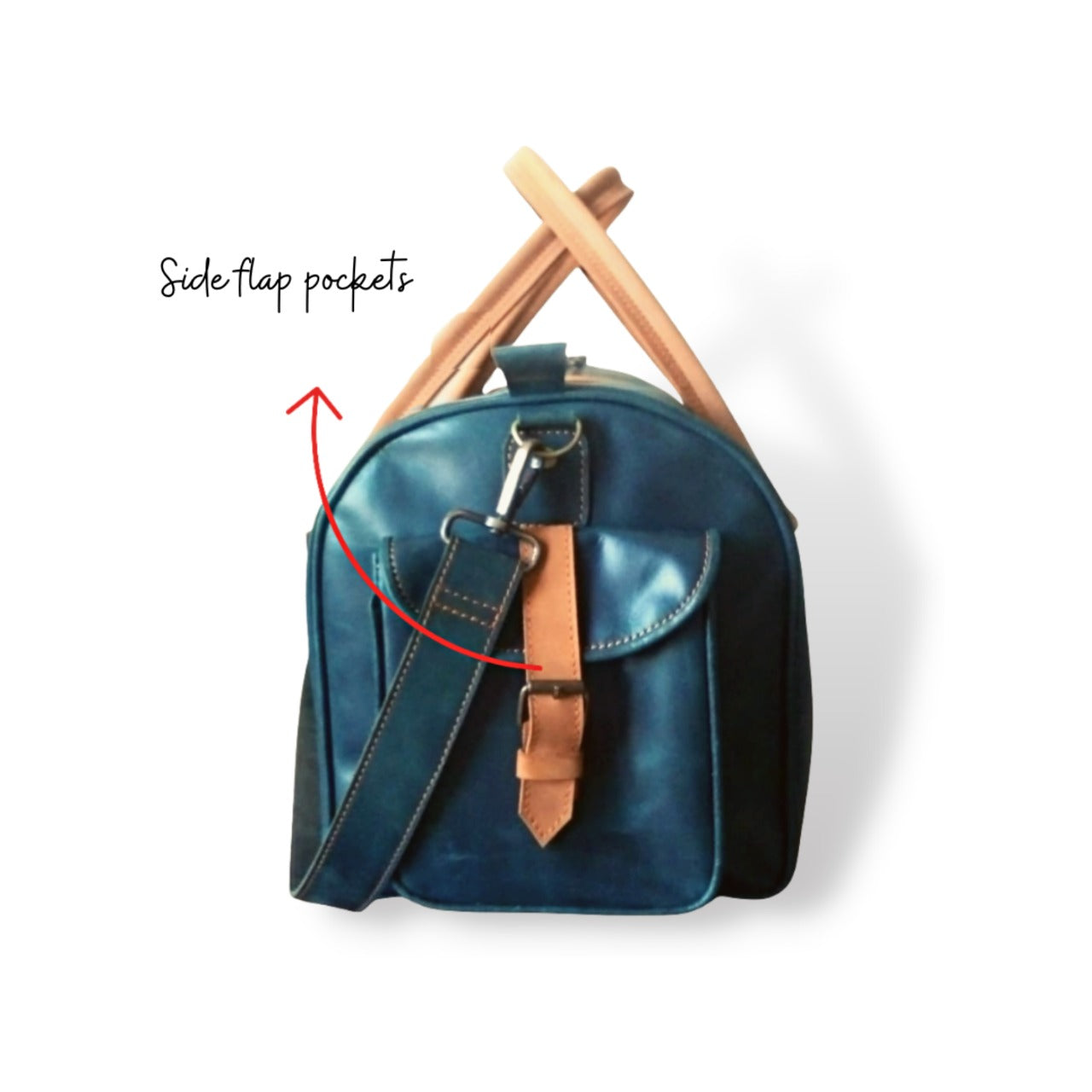 Navy Full-Grain Cow Pull-Up Leather Duffel Bag – Travel Weekender | Jacketcart