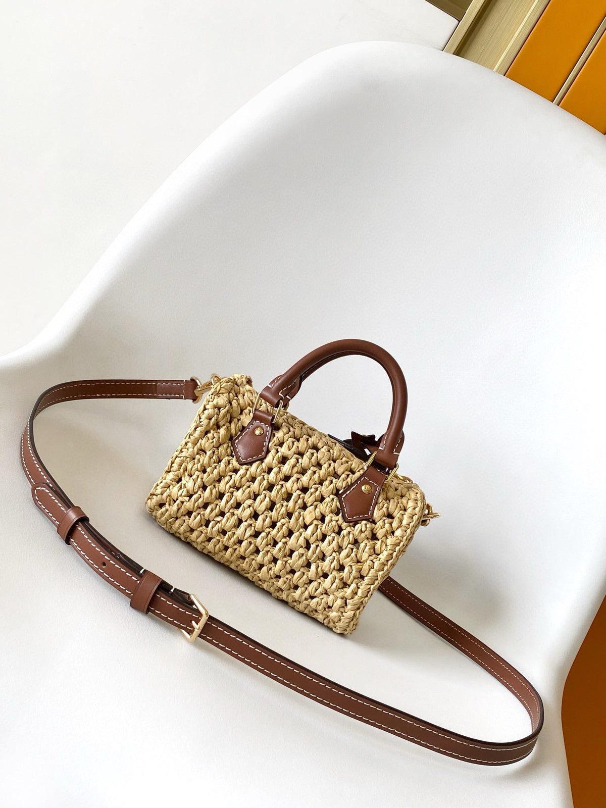 Nano Speedy 16 in Raffia Gold Hardware