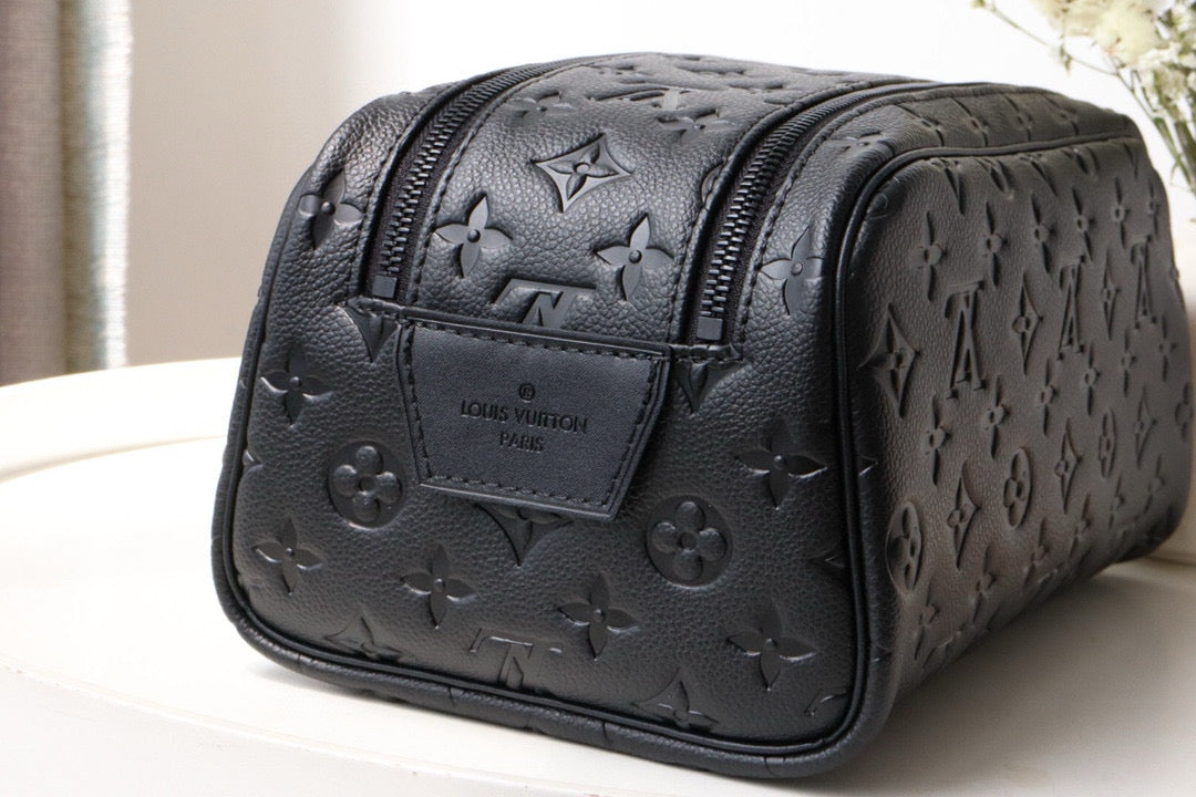Dopp Kit Toiletry Bag 28 Cm in Black Taurillon Monogram Leather