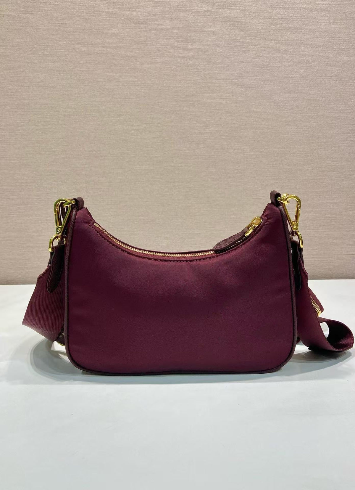 Pra Hobo Bag 22 in Burgundy Red Re-nylon