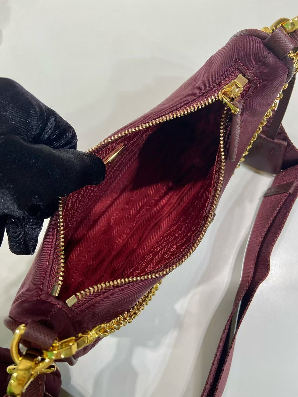Pra Hobo Bag 22 in Burgundy Red Re-nylon