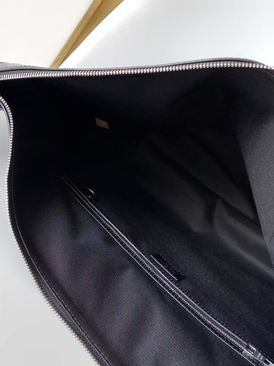 Shoulder Bag 48 in Black Calfskin Embossed Strap