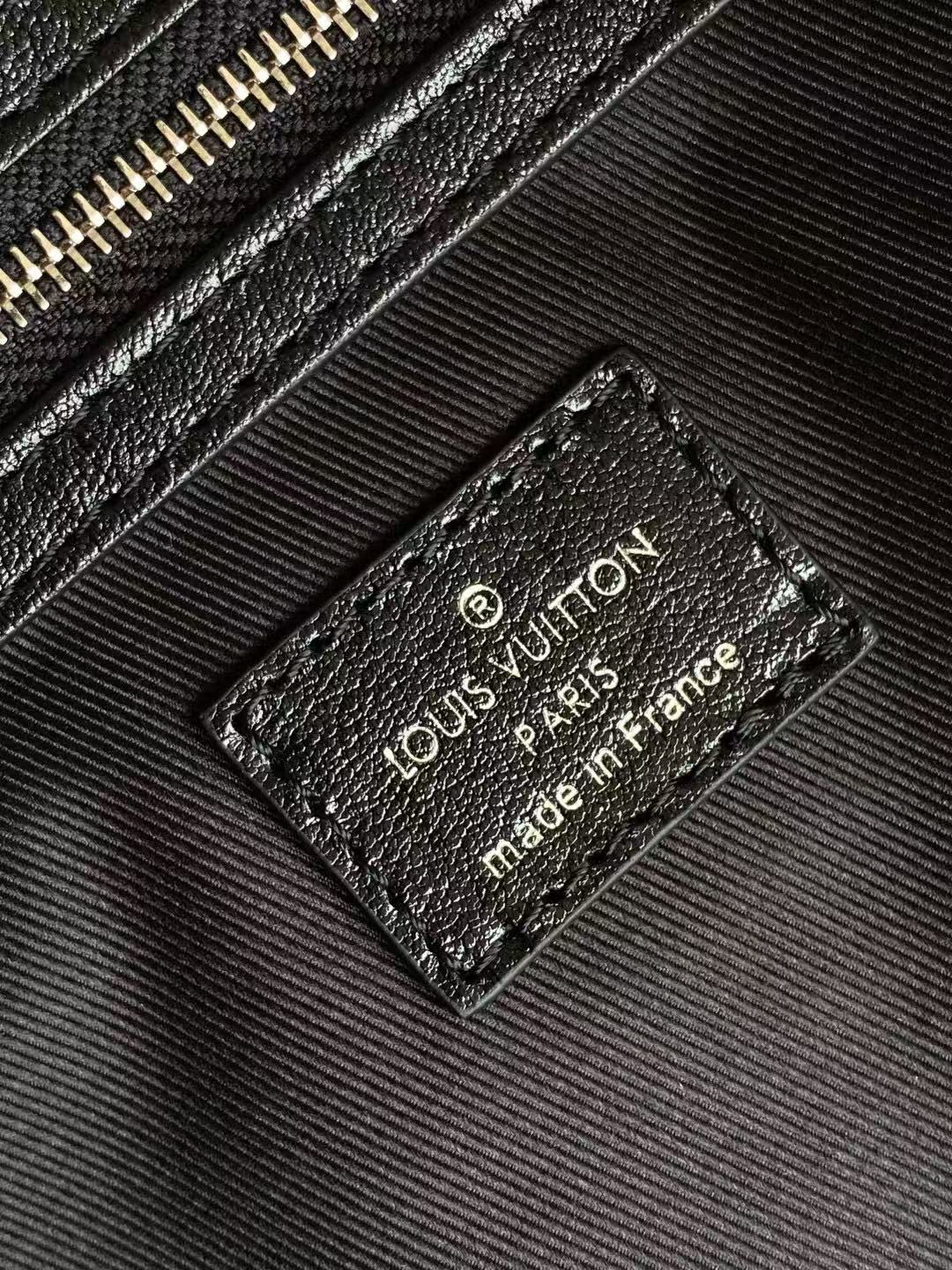 Shoulder Bag 48 in Black Calfskin Embossed Strap