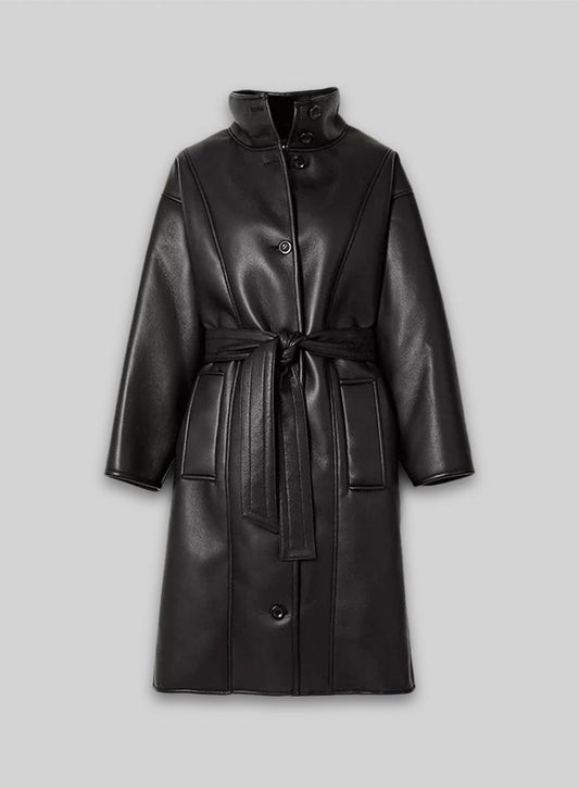 Jacketcart Wrap Leather Trench Coat