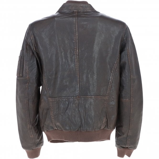 Jacketcart Men’s Coffee Brown Vintage Leather Bomber Jacket