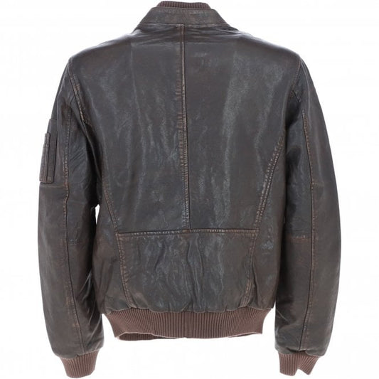 Jacketcart Men’s Coffee Brown Vintage Leather Bomber Jacket