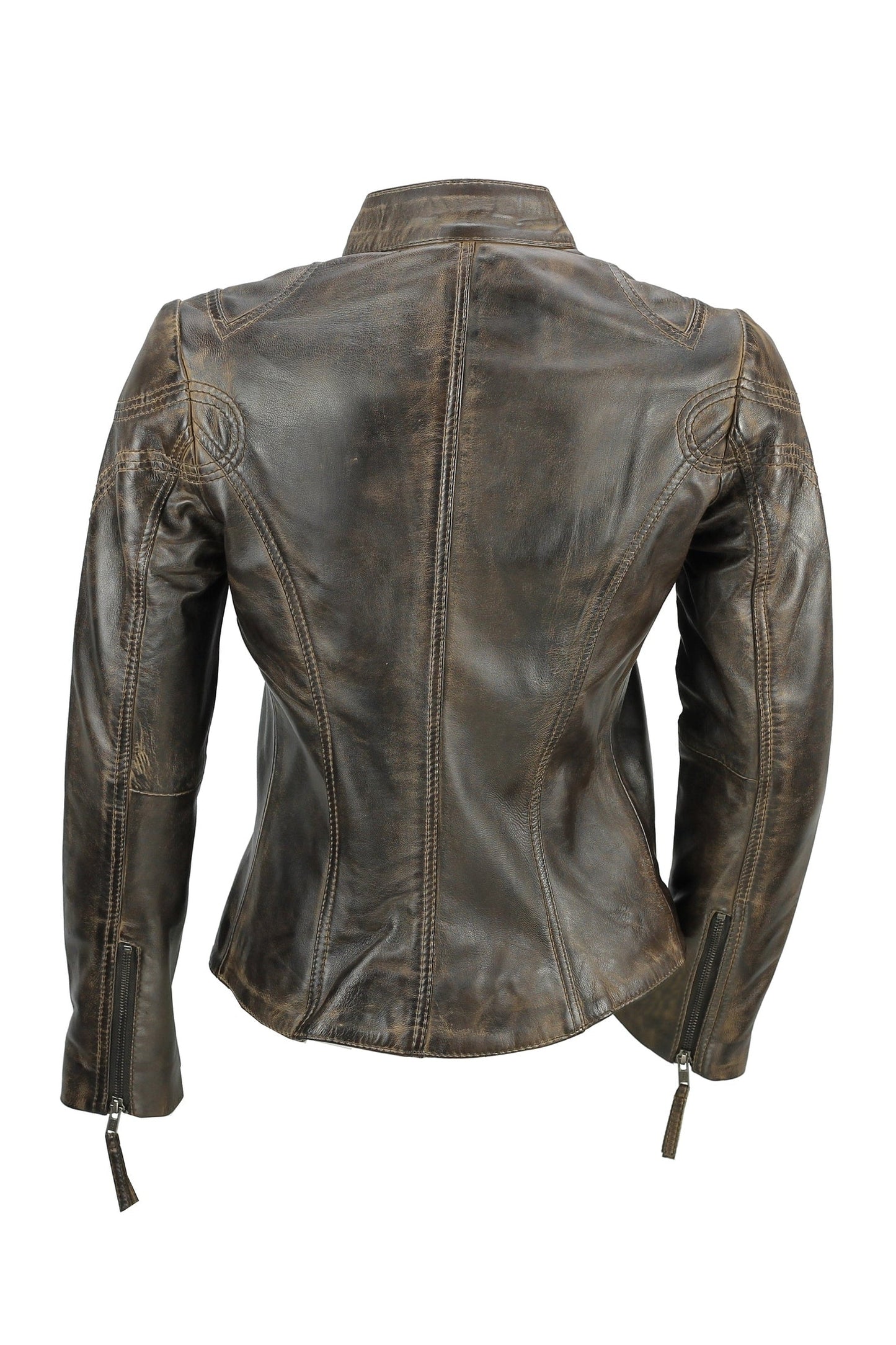 Jacketcart  Retro Leather Biker Jacket Brown