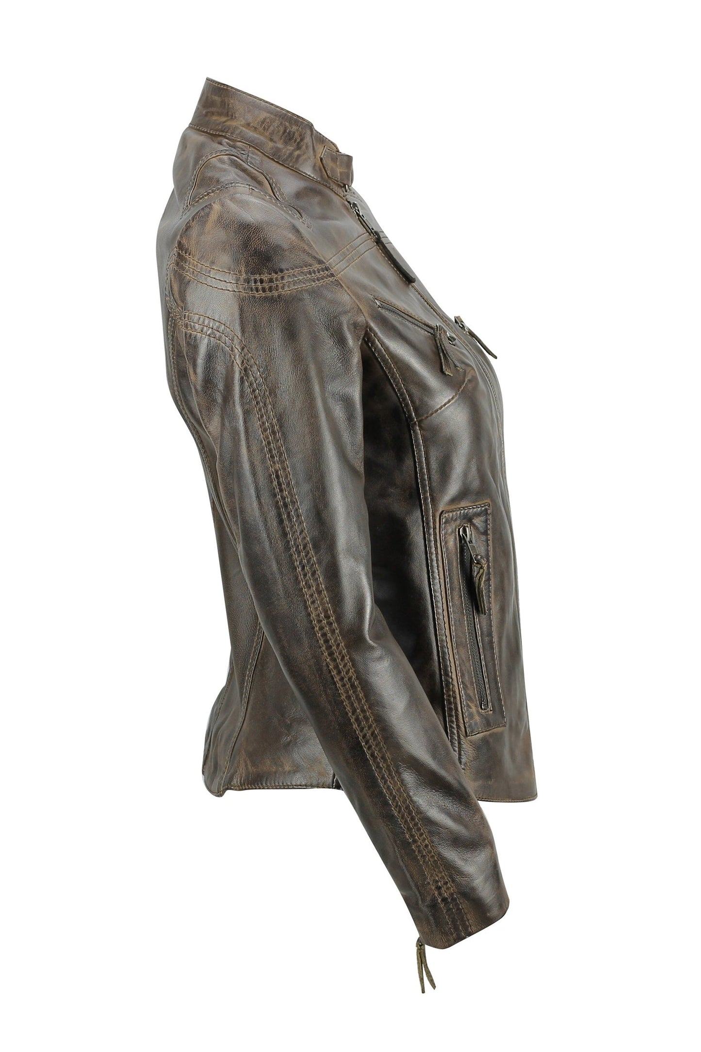 Jacketcart  Retro Leather Biker Jacket Brown