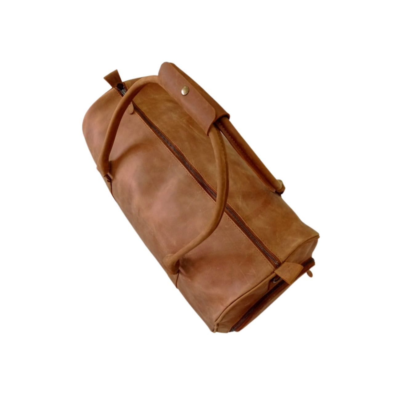 Tan Full-Grain Leather Duffel Bag with Shoe Compartment – Jacketcart