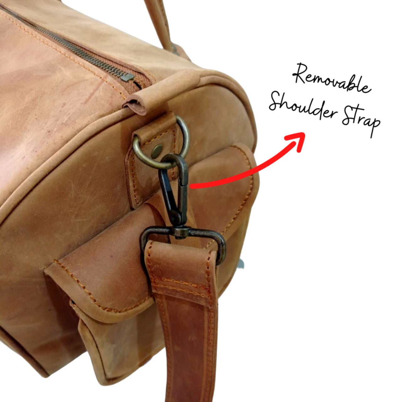 Jacketcart Tan Leather Travel Duffel Bag