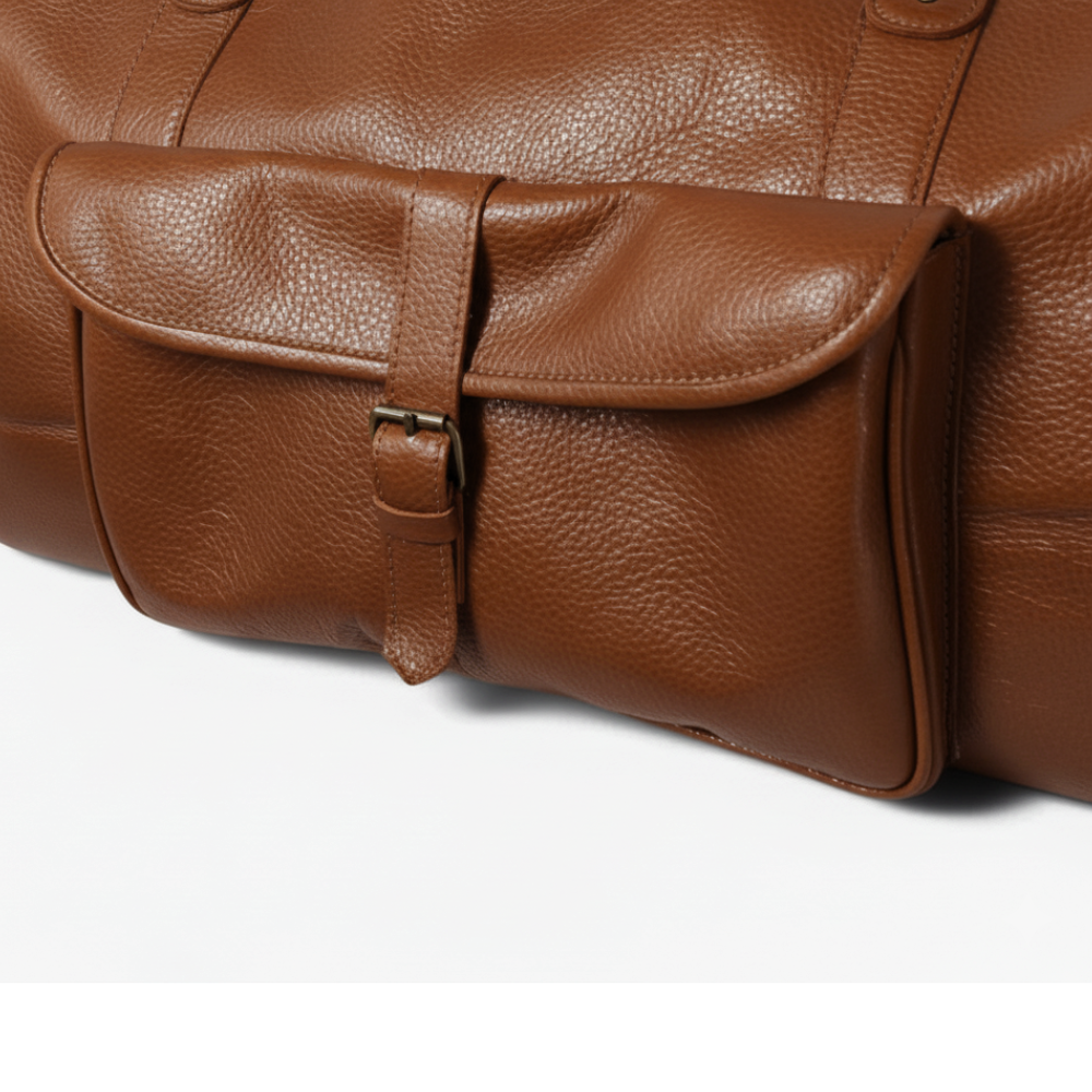 Jacketcart Softy Tan Full-Grain Leather Duffel Bag