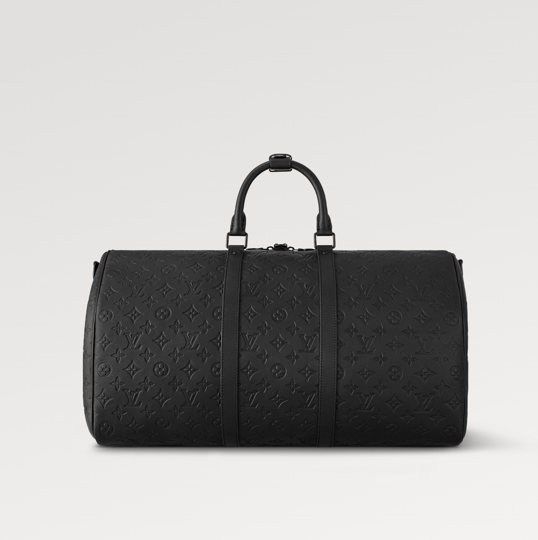 Keepall 50 Bandoulière Black Empreinte Leather