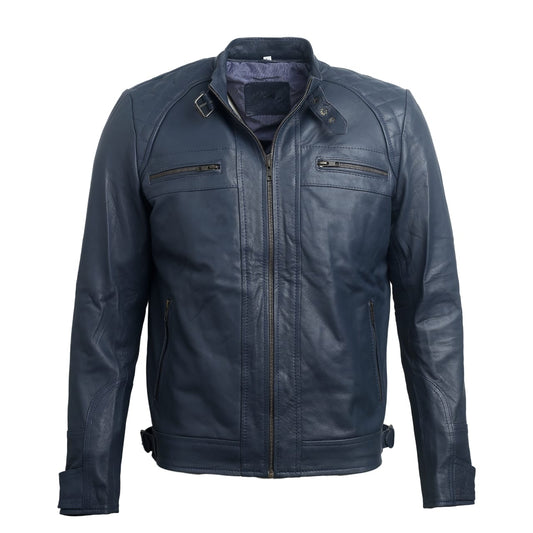 Jacketcart Men Blue Leather Jacket