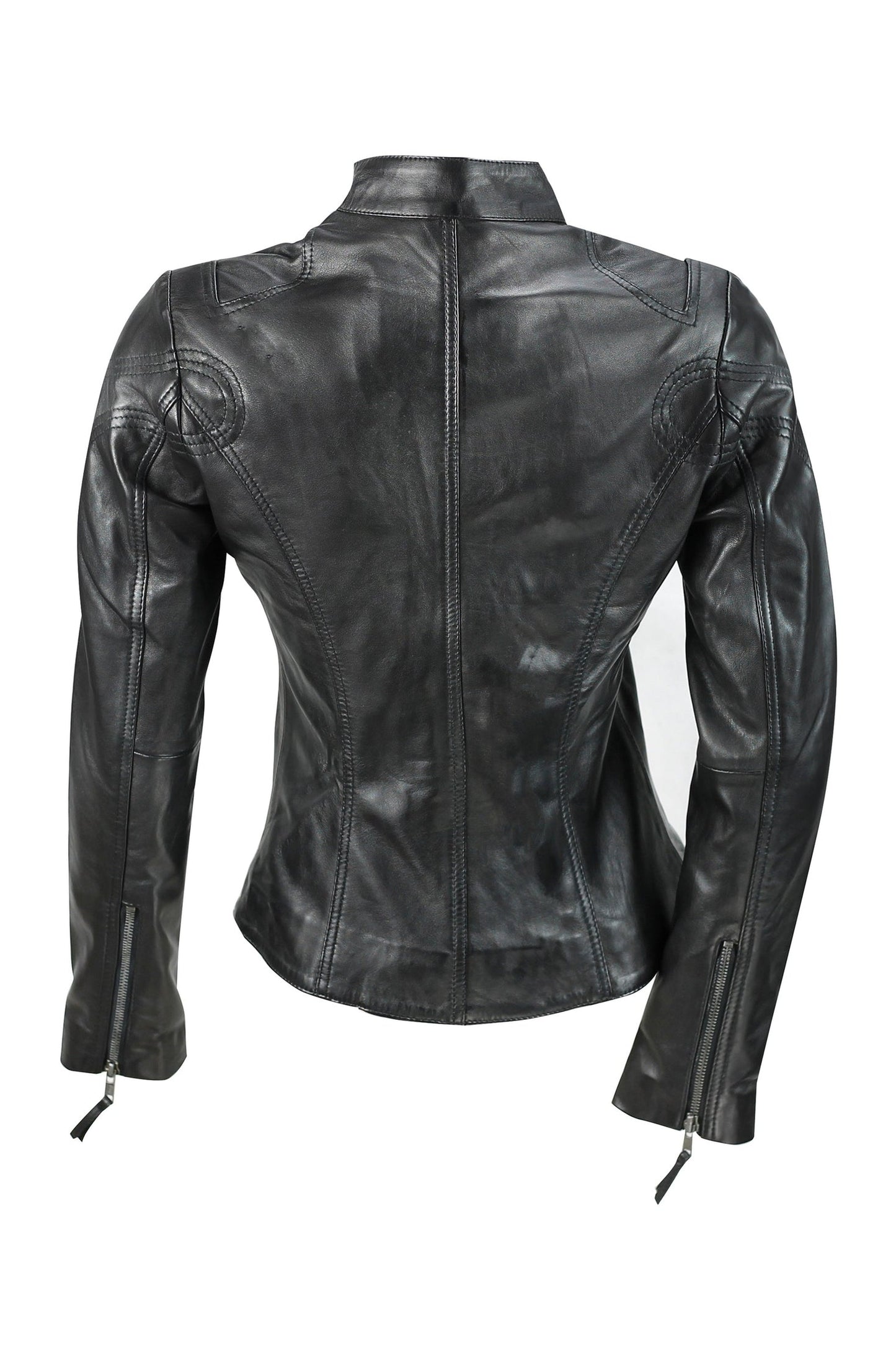 Jacketcart Women’s Black Leather Slim Fit Biker Jacket