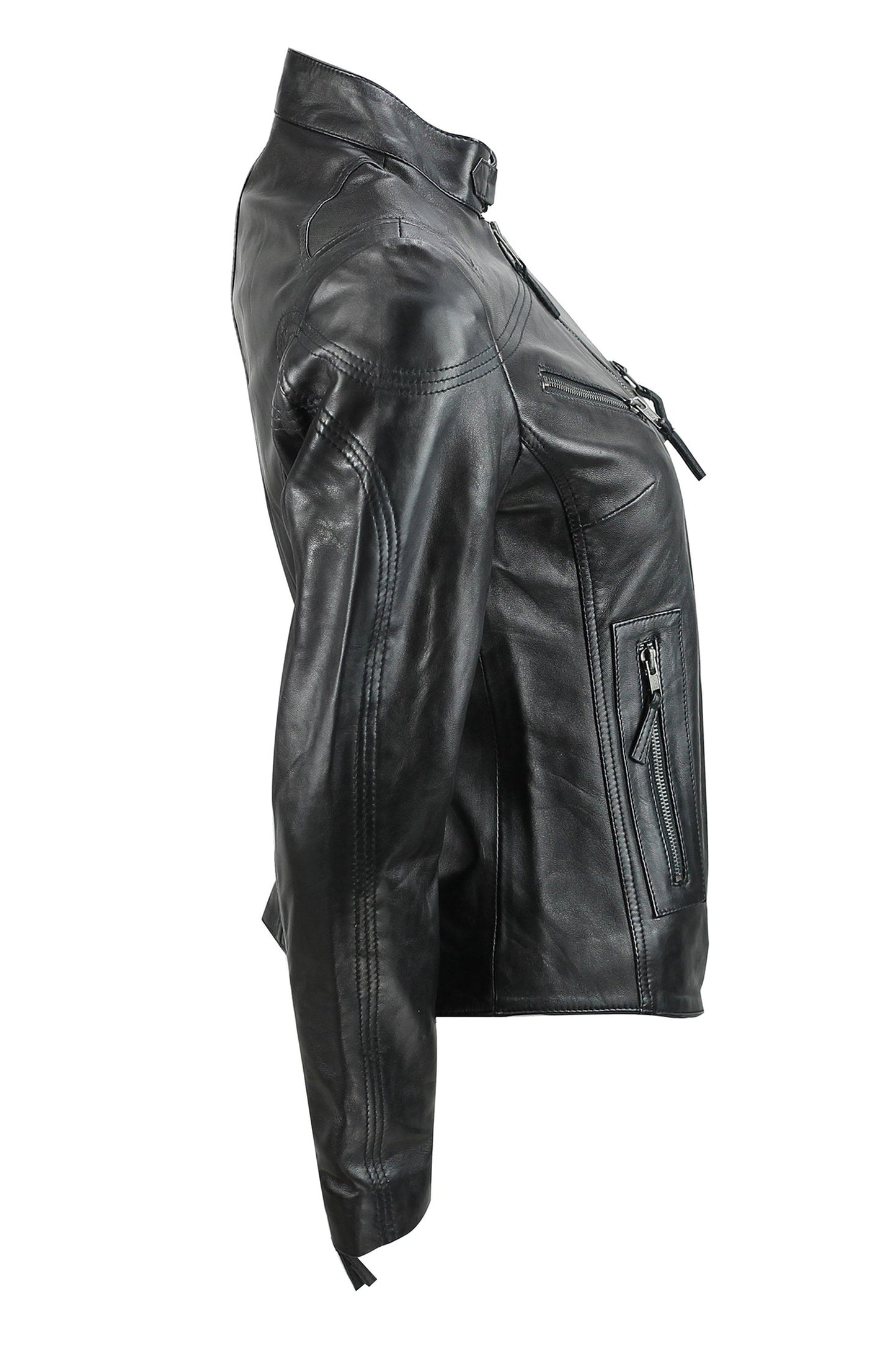 Jacketcart Women’s Black Leather Slim Fit Biker Jacket