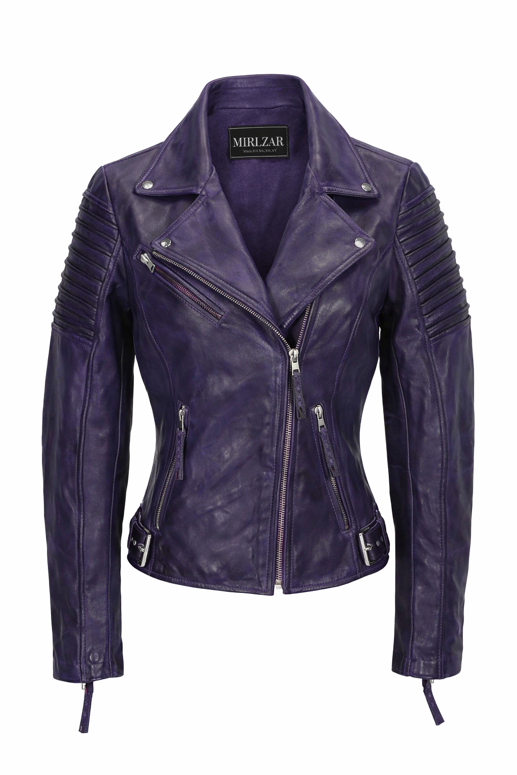 Jacketcart Women’s Purple Retro Leather Biker Jacket