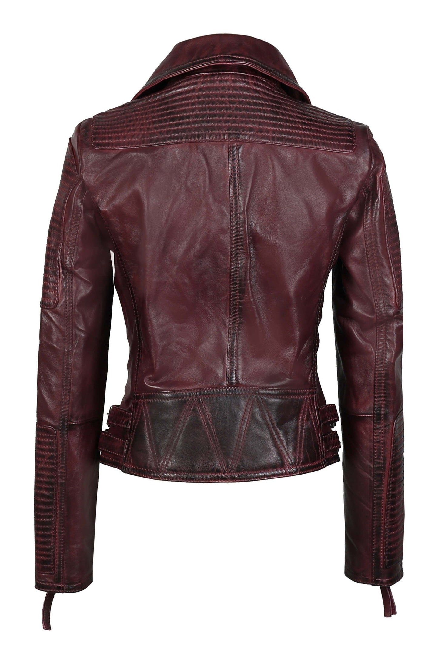 Jacketcart Women’s Retro Leather Biker Jacket with Racing Detail