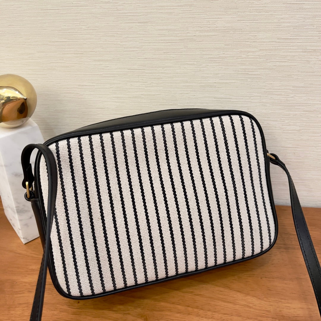 Saint Laurent Lou Camera Bag In Canvas Black And White For Women 23cm YSL 612542FAACG9583 – product image 3