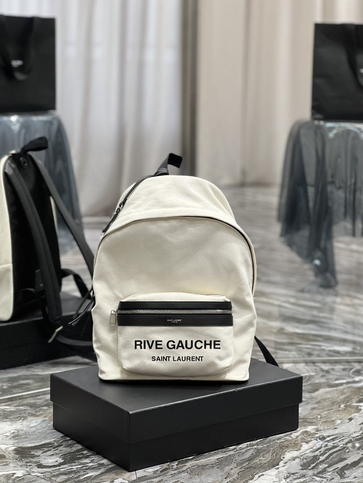 Saint Laurent City Backpack In Canvas Unisex 35cm White – product image 1