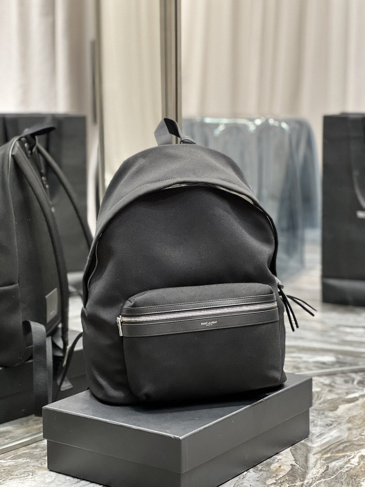 Saint Laurent City Backpack In Canvas Unisex 38cm Black – product image 1