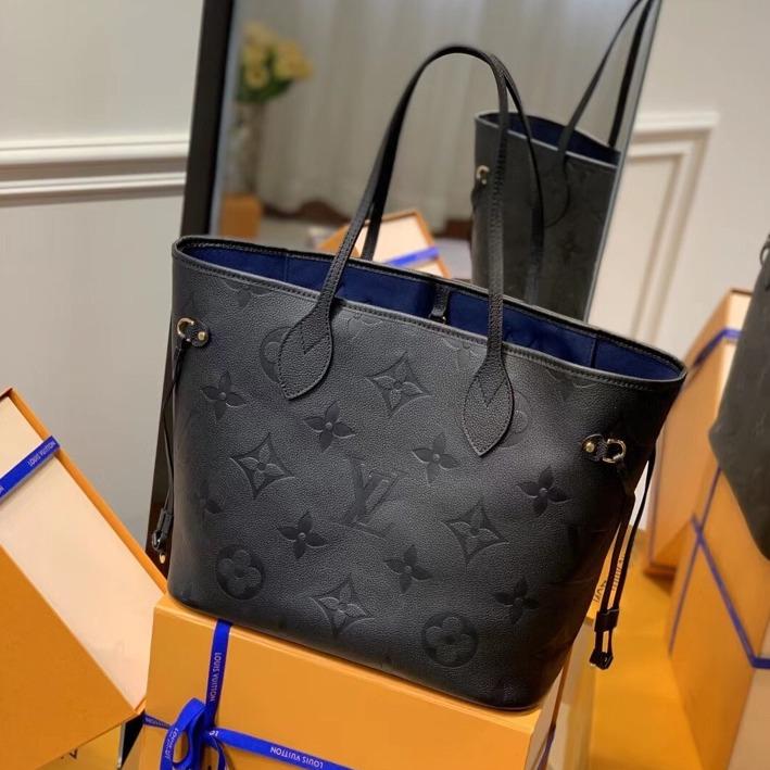 Neverfull MM 32 Black Embossed Cowhide Leather
