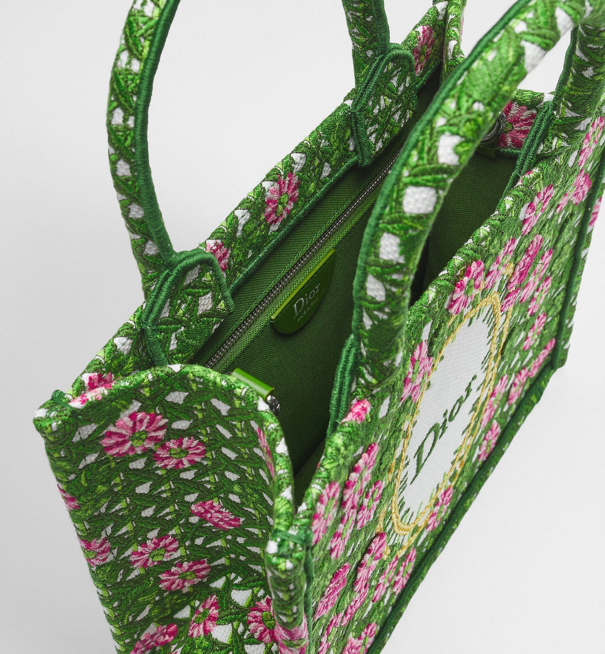 Women's Small Book Tote With Multicolor Cannage Garden Embroidery And Strap