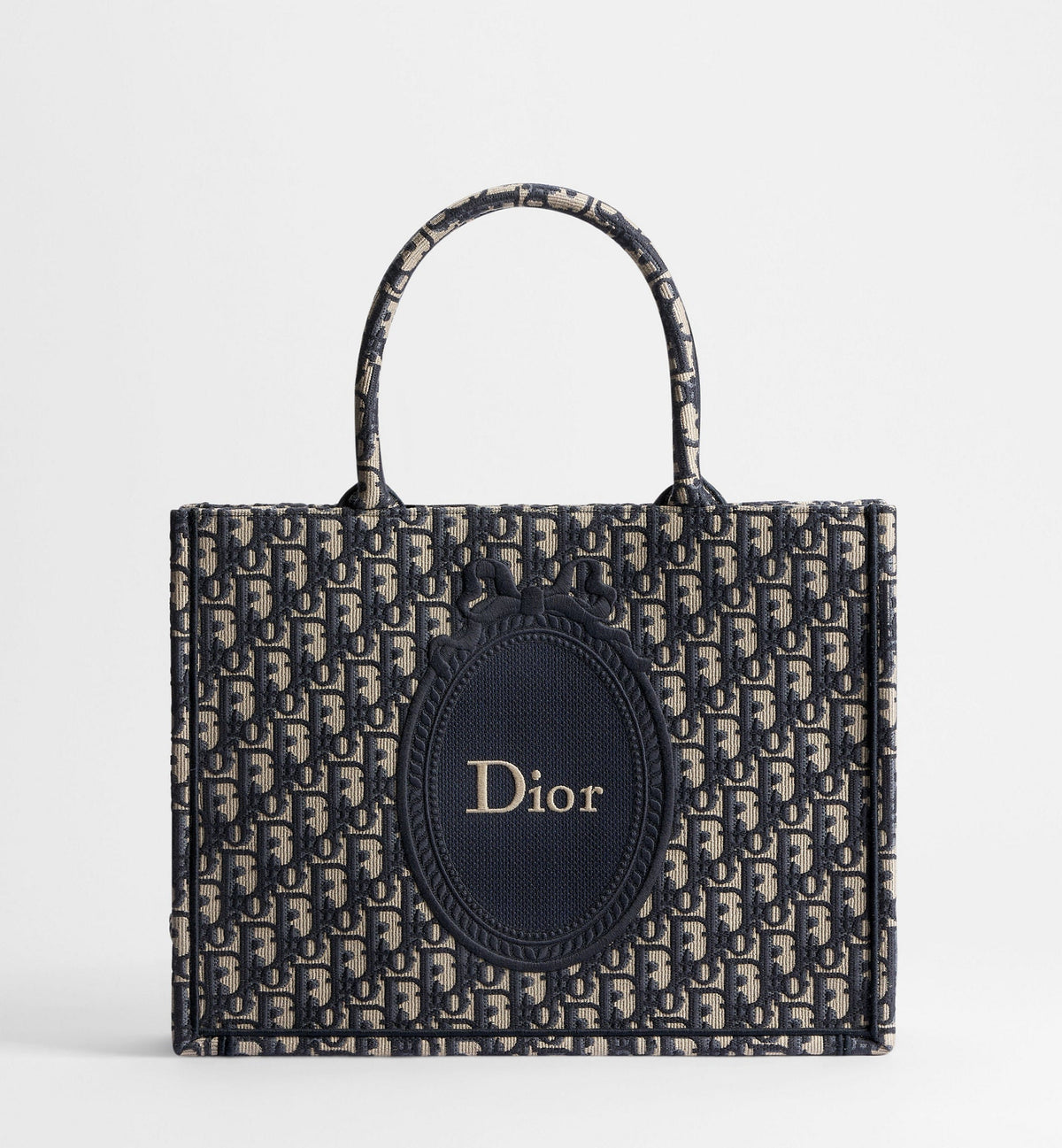 Medium Dior Book Tote With Blue Oblique Jacquard And Embroidered Médaillon