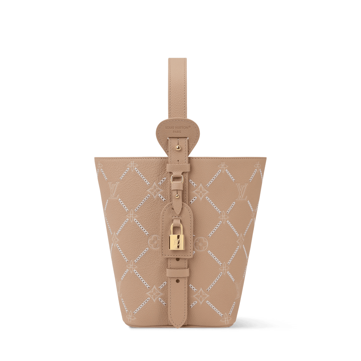 Women's All In MM Hazelnut Couture Monogram Empreinte Leather Bucket Bag M28524
