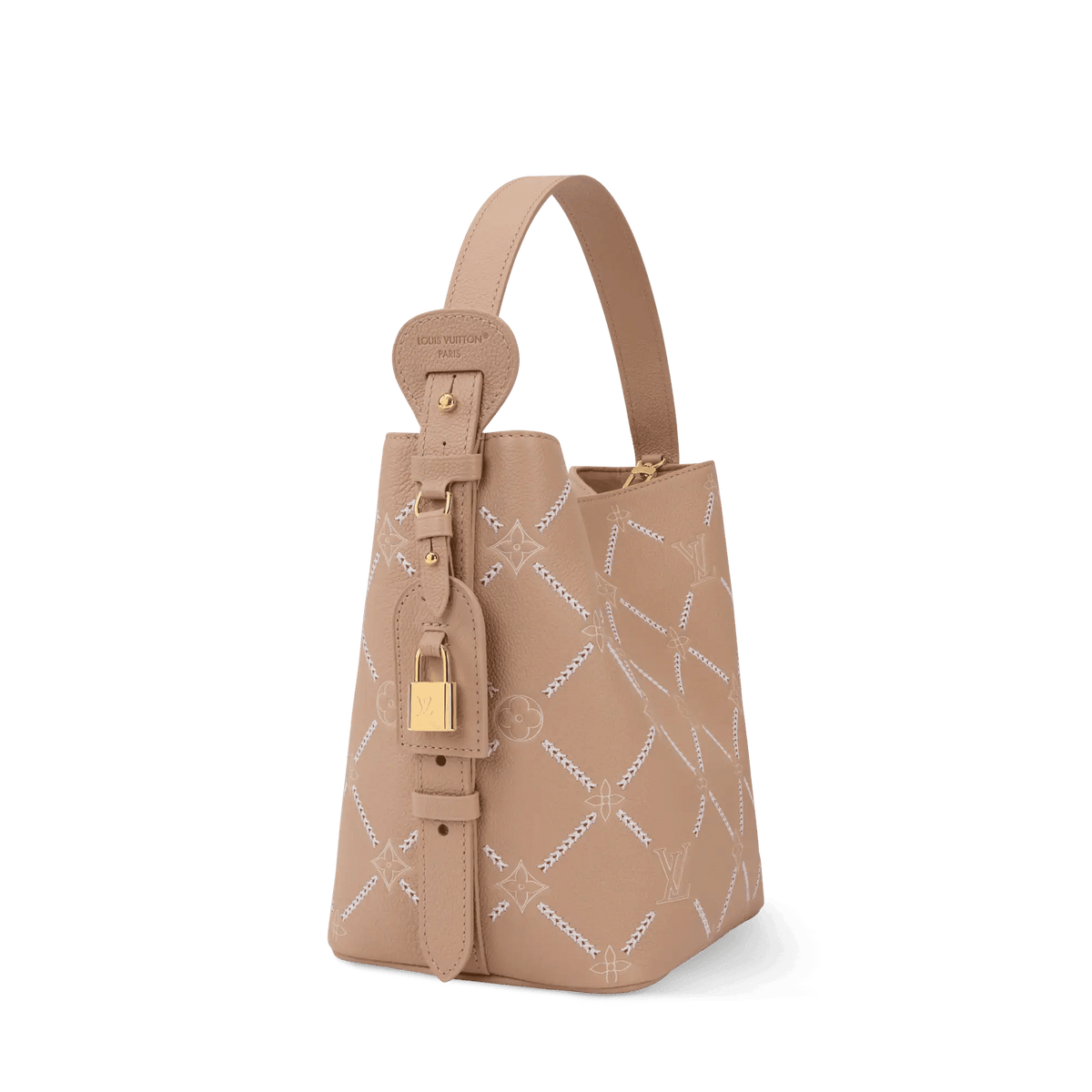 Women's All In MM Hazelnut Couture Monogram Empreinte Leather Bucket Bag M28524