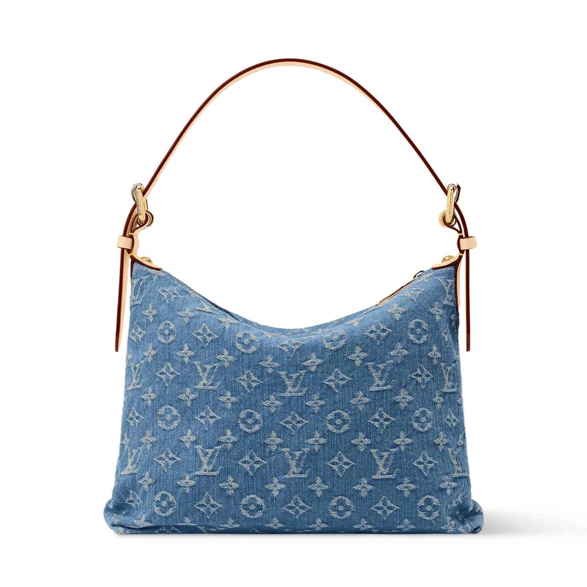 Baggy NM Blue Denim Cowhide-Leather Trim Gold-Toned Hardware