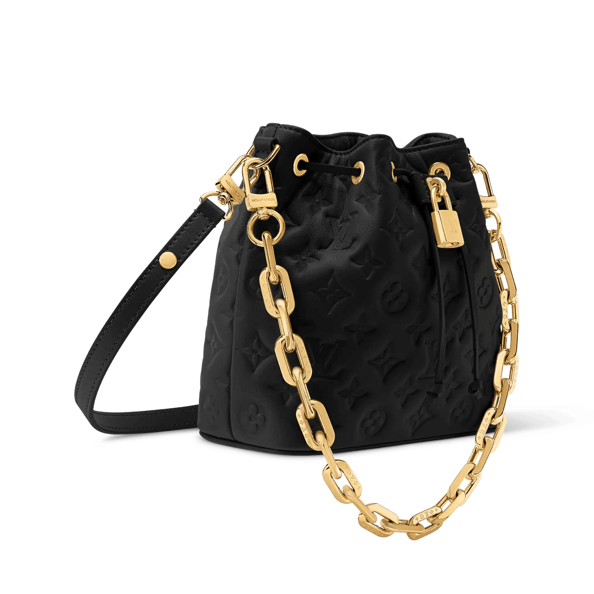 Women's Coussin Bucket Monogram Embossed Lambskin Leather Bucket Bag M26216