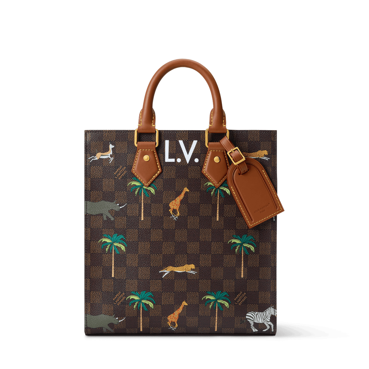 Men's Mini Sac Plat Damier Heritage Canvas Brown