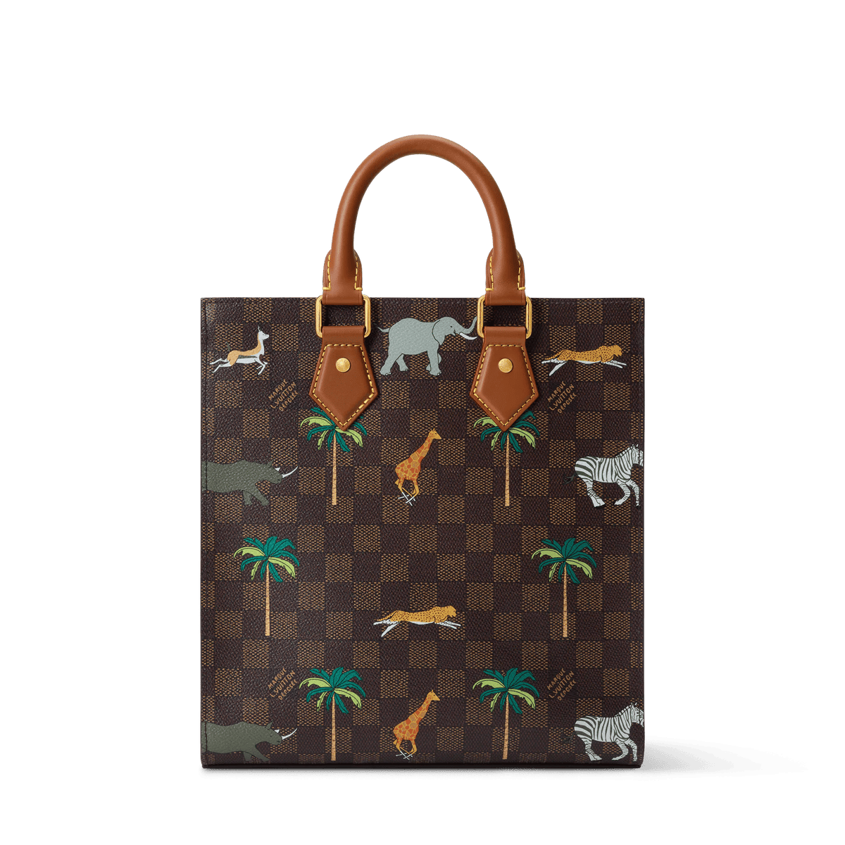 Men's Mini Sac Plat Damier Heritage Canvas Brown