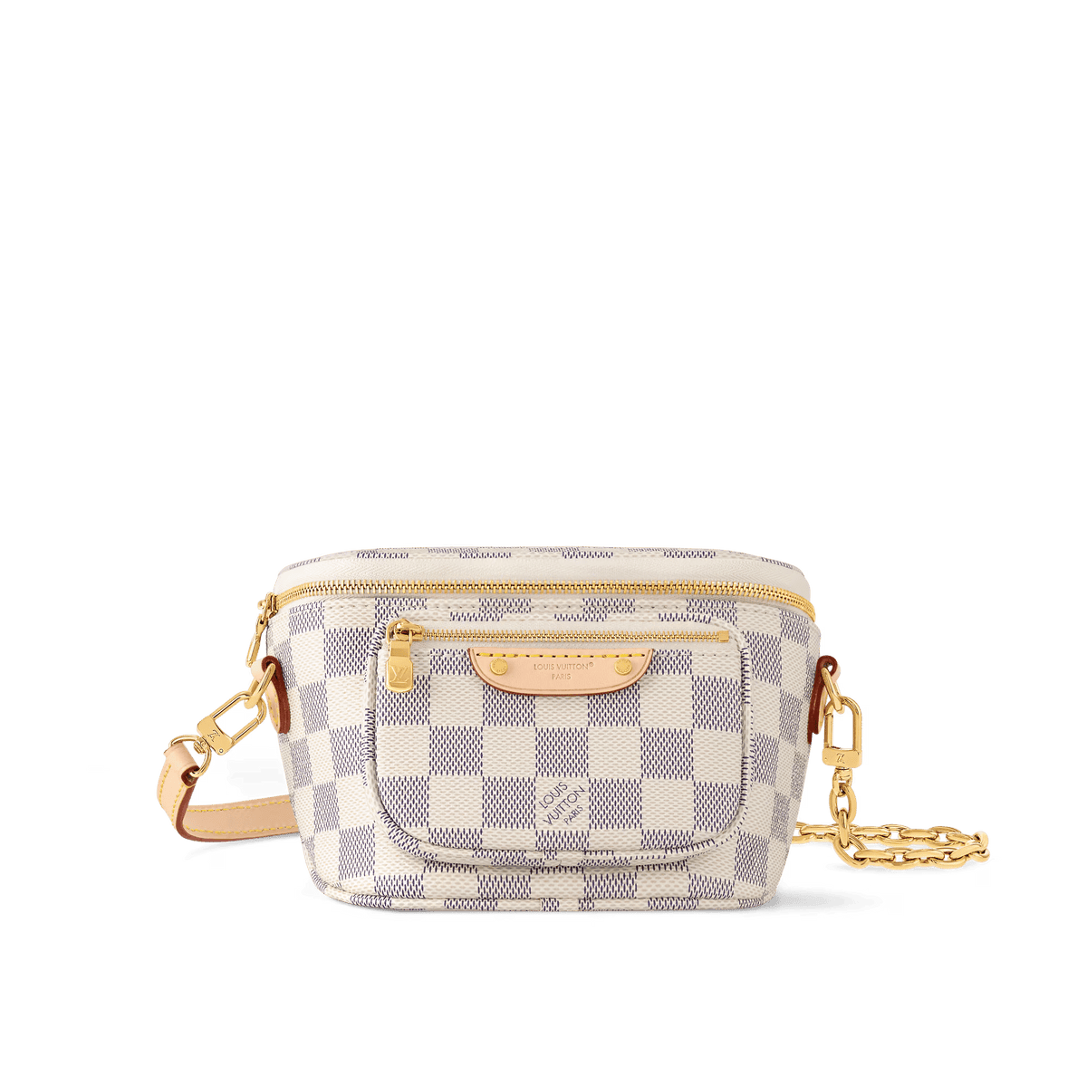 Mini Bumbag Damier Azur Coated Canvas Gold-Toned Hardware
