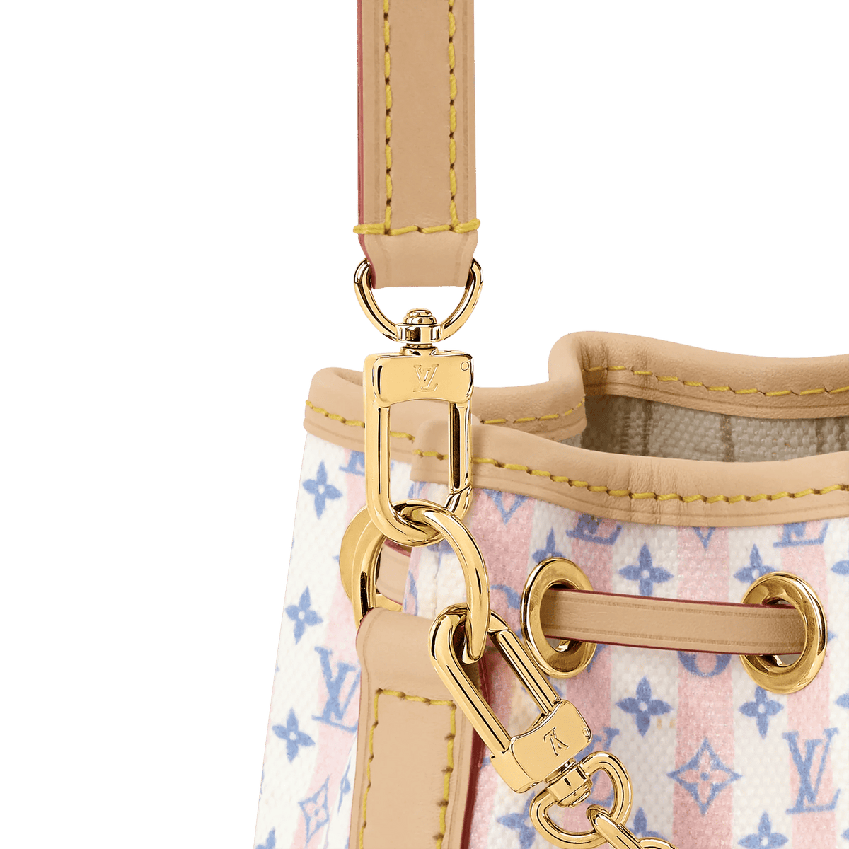 Women's Nano Noé LV Stamp Blue Minigram Canvas Nano Bag