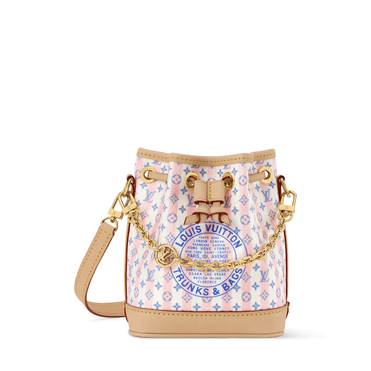 Women's Nano Noé LV Stamp Blue Minigram Canvas Nano Bag