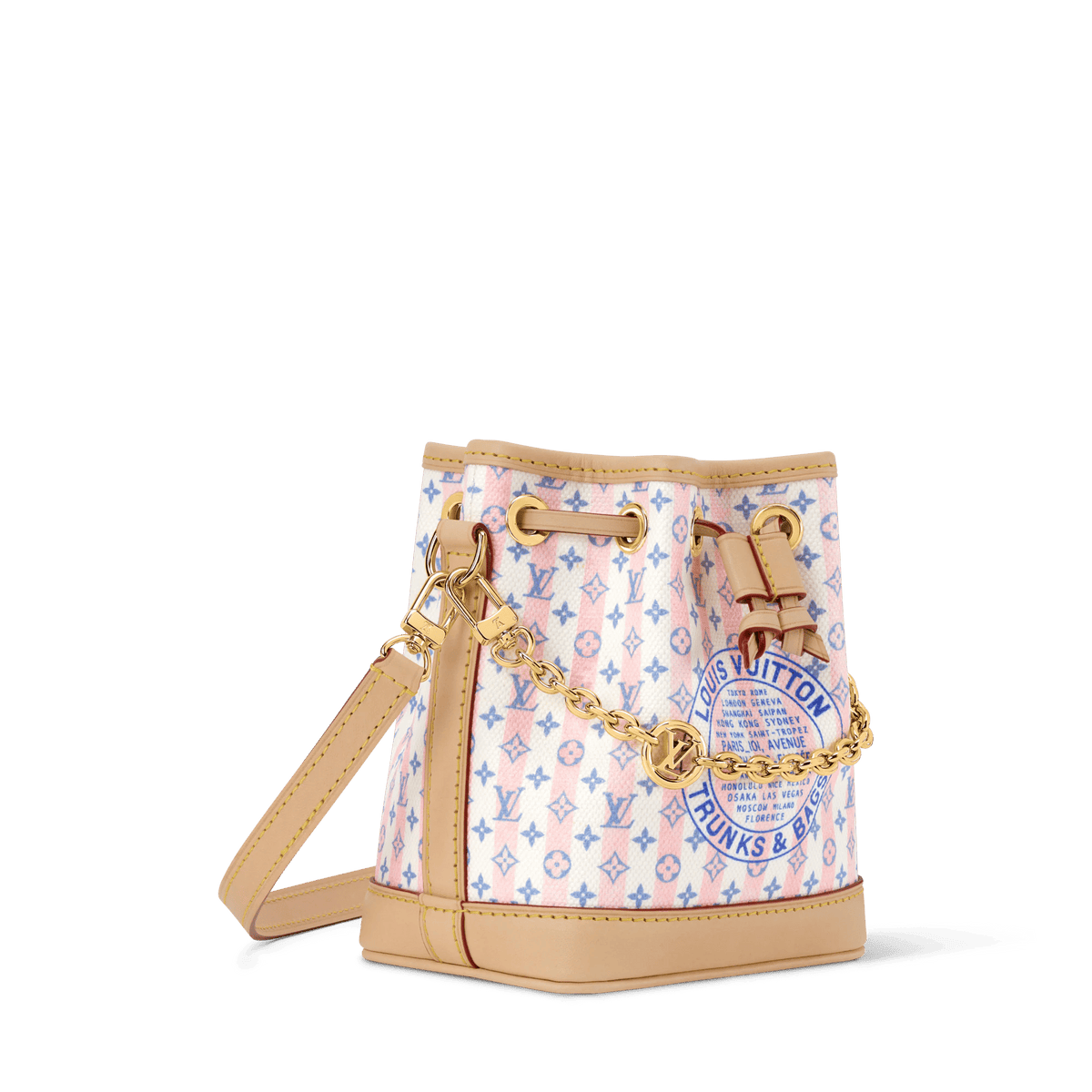 Women's Nano Noé LV Stamp Blue Minigram Canvas Nano Bag